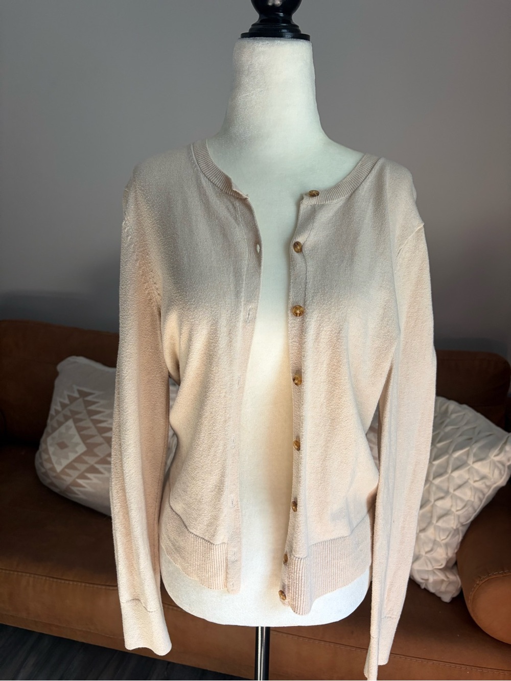 GAP Cashsoft Cream Button-Front Knit Cardigan